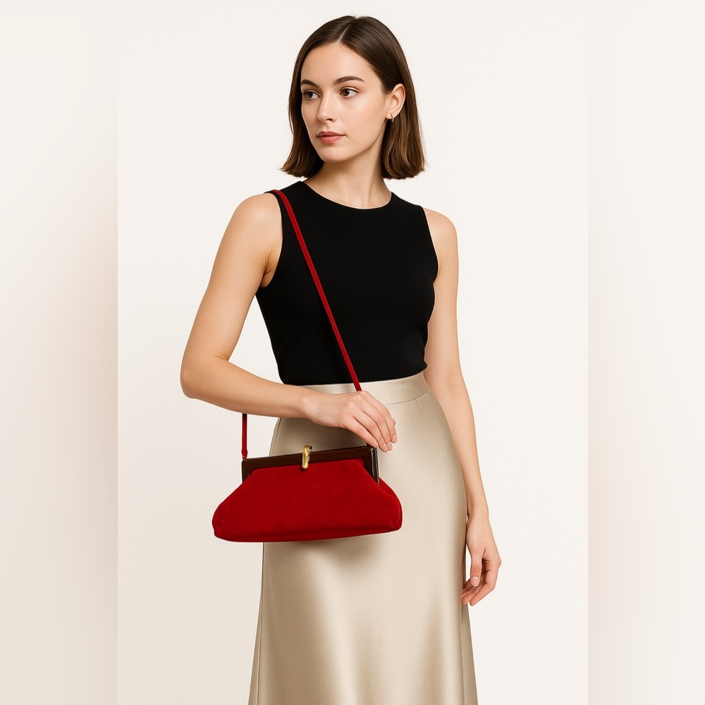 Italy 100% leather Chic Red Shoulder‎ Bag